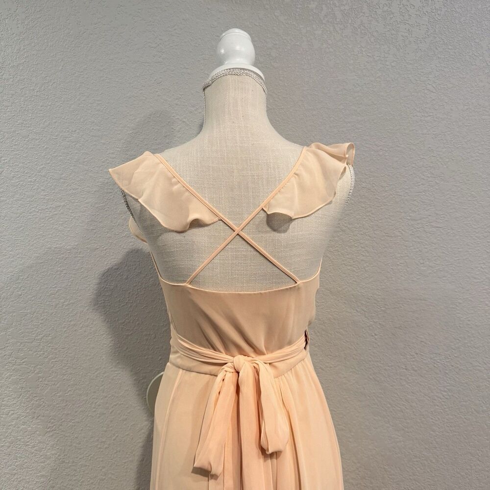 Ceremony by Joanna August Lacy Ruffle Trim Wrap Chiffon Gown Dress Size XS - Picture 6 of 13